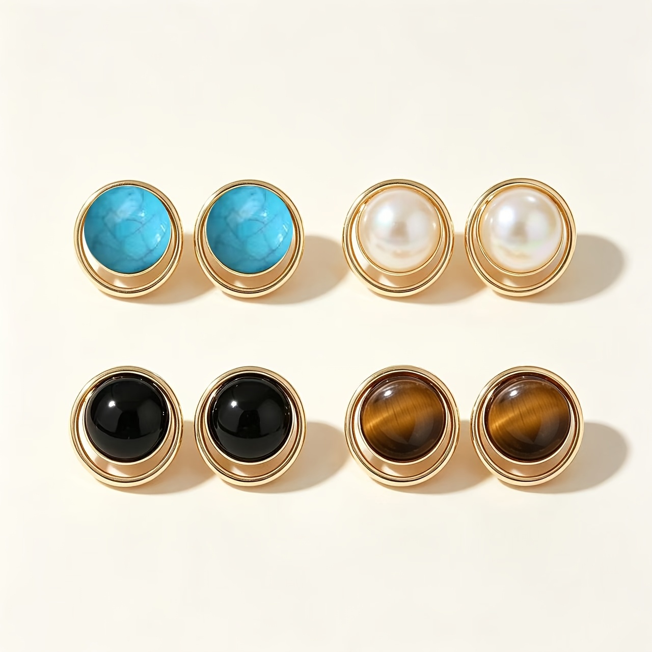 4 Pairs Women's Vintage Double-Layer Hoop Earrings Set
